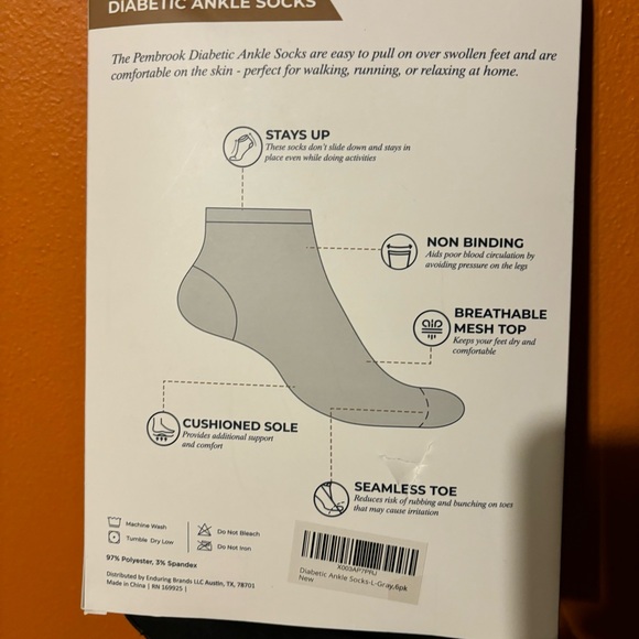 Diabetic Unisex Ankle Low Cut Socks Size L - Picture 7 of 11